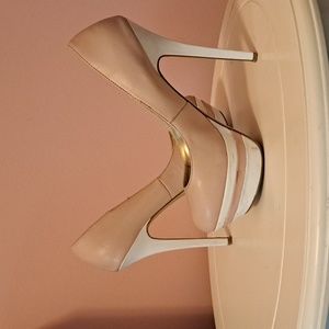 Nude and white platform heel